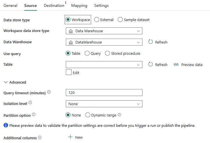 Screenshot der Registerkarte „Quelle“ mit der Liste der Eigenschaften