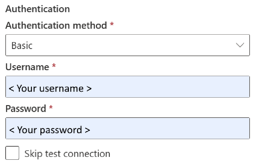 Screenshot: Standardauthentifizierungsmethode