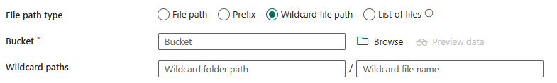 Screenshot zeigt die Konfigurierung des Wildcard-Dateipfades