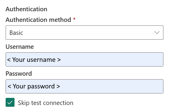 Screenshot: Standardauthentifizierungsmethode