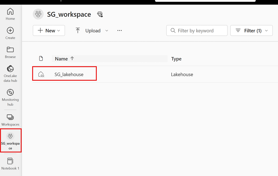 Screenshot: Navigation zu Ihrem Lakehouse, um Dateien hinzuzufügen