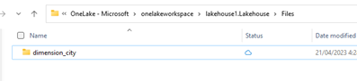 Screenshot: Neu erstellter Ordner im OneLake-Datei-Explorer