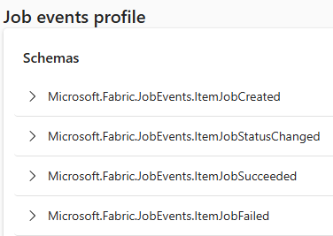 Screenshot that shows the Profile section of the Job events detail page.