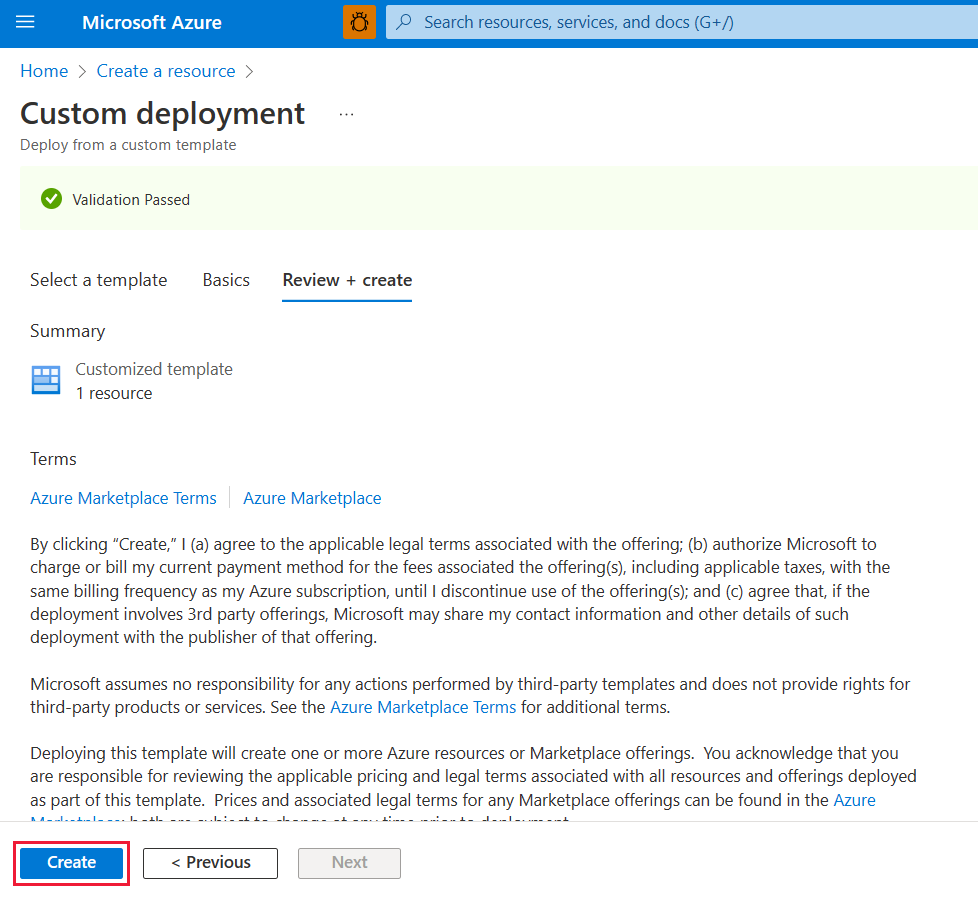 Screenshot: Azure Marketplace-Bestimmungen.