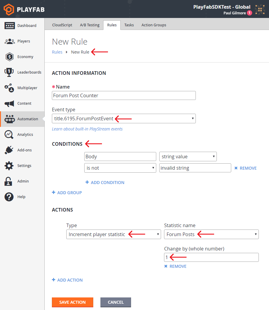 Game Manager – Automatisierung – neue Regel