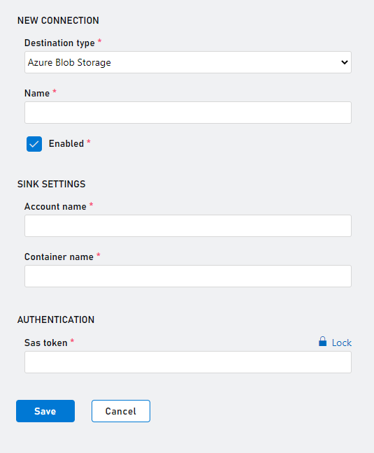 Screenshot der Konfiguration der ADX-Datenverbindung und