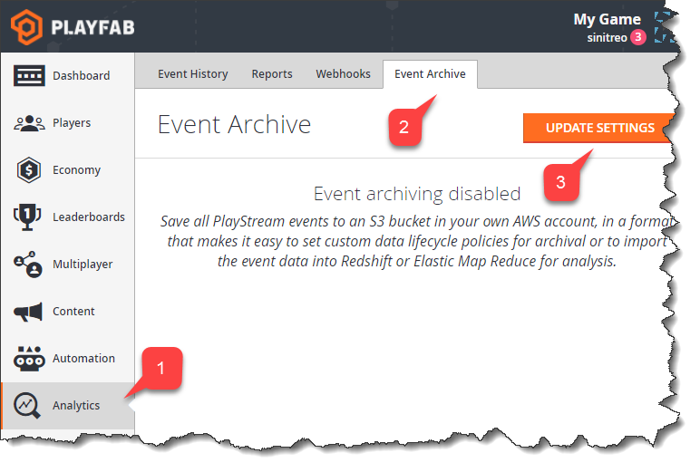 Game Manager – Analyse – Ereignisarchiv