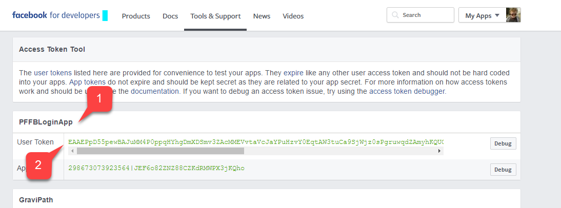 Facebook-Zugriffstokentool