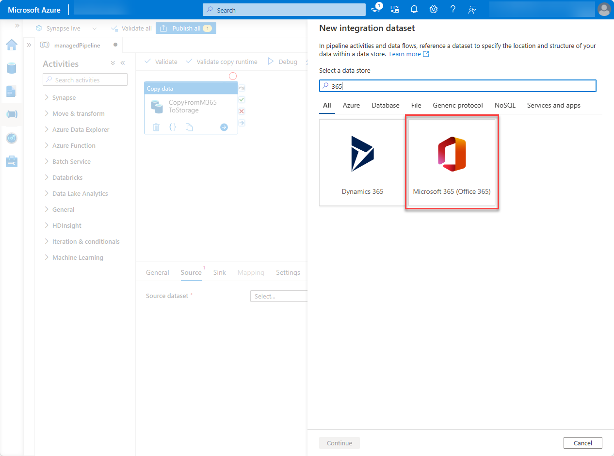 Screenshot der Data Factory-Dienstseite im Azure-Portal mit hervorgehobener Option 