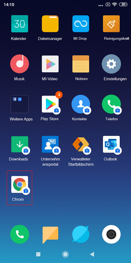 Verwaltetes Google Chrome mit dem Portfoliosymbol