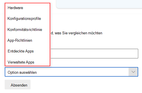 Screenshot: Copilot-Vergleichsaufforderung, nachdem Sie ein Gerät in Microsoft Intune oder Intune Admin Center ausgewählt haben.