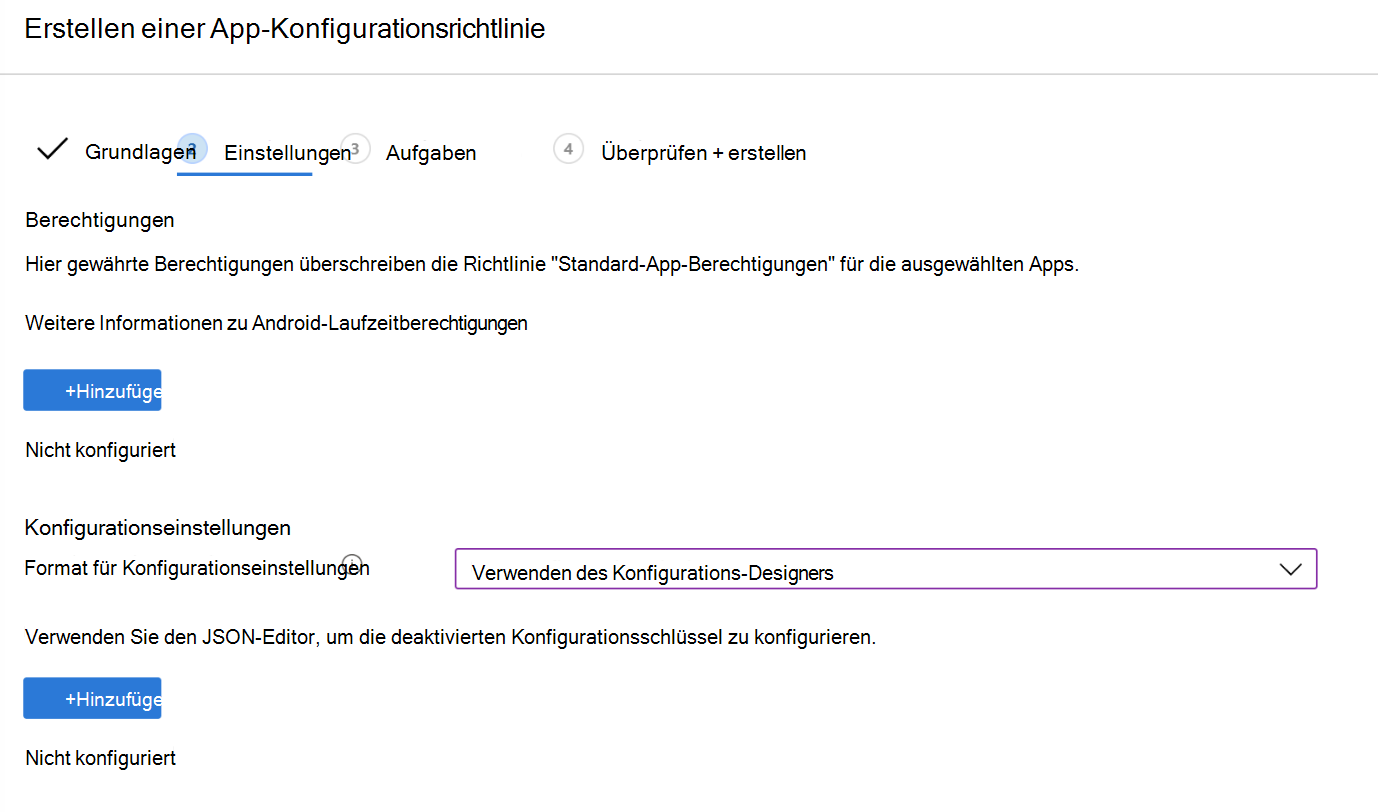 Erstellen Sie eine VPN-Richtlinie für die App-Konfiguration in Microsoft Intune mithilfe von Configuration Designer ( Beispiel).