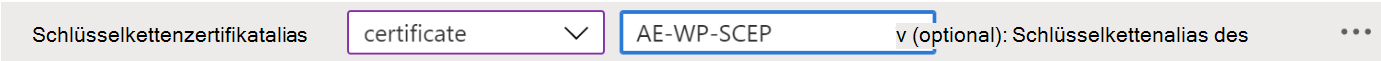 Ändern Sie den KeyChain-Clientzertifikatalias in einer VPN-App-Konfigurationsrichtlinie in Microsoft Intune mithilfe des Beispiels Configuration Designer .