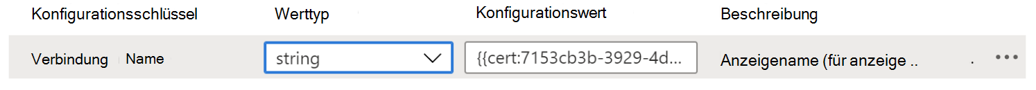 Der Konfigurationswert zeigt das Zertifikattoken in einer VPN-App-Konfigurationsrichtlinie in Microsoft Intune