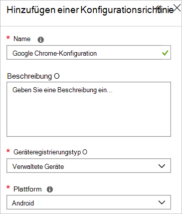 Hinzufügen einer Google Chrome-Konfigurationsrichtlinie