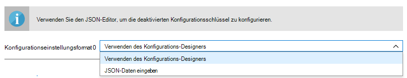 Konfigurationseinstellungsformat: Verwenden des Konfigurations-Designers