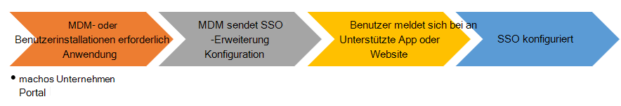 Ablaufdiagramm für Endbenutzer beim Installieren der SSO-App-Erweiterung auf macOS-Geräten in Microsoft Intune.