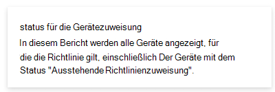 Screenshot, der den Statusbericht für die Gerätezuweisung in Microsoft Intune und Intune Admin Center zeigt.