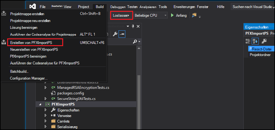 Visual Studio-Buildoption