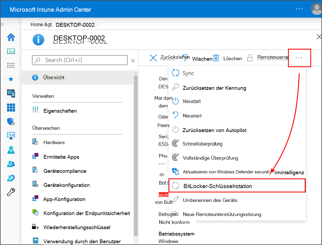 Auswählen der Auslassungspunkte, um weitere Optionen anzuzeigen