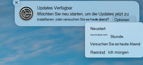 Die Beispielbenachrichtigung, dass ein Update auf einem macOS Apple-Gerät verfügbar ist.