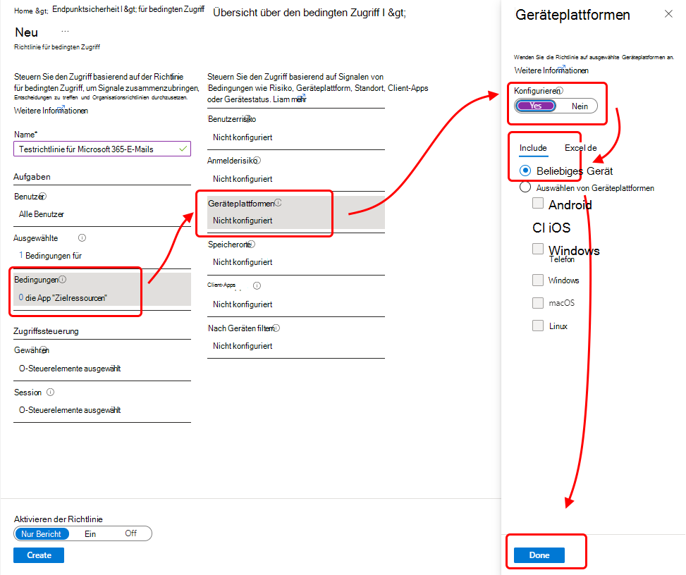 Konfigurieren der Geräteplattformen