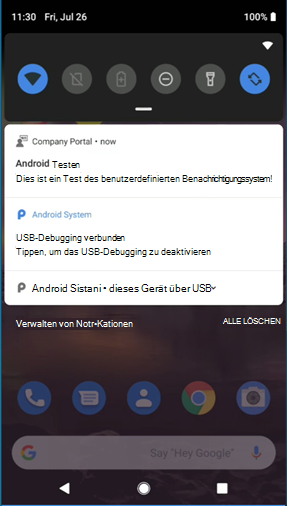 Android-Testbenachrichtigung