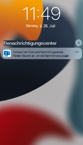 Gesperrtes Gerät iOS/iPadOS Benutzerdefinierte Benachrichtigung