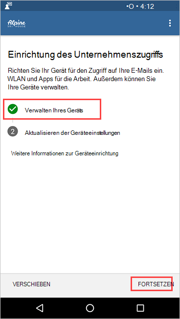 Screenshot: Unternehmensportal Bildschirm 