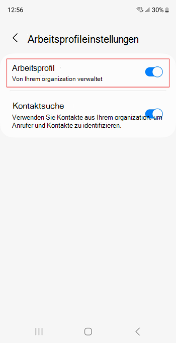 Screenshot des in den Samsung Galaxy S20-Geräteeinstellungen aktivierten Umschaltschalters 