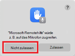 Die Mikrofonberechtigungsaufforderung, die angezeigt wird, um 