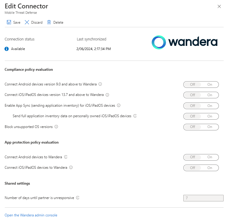 Screenshot: Aktivierter MTD-Connector für Jamf