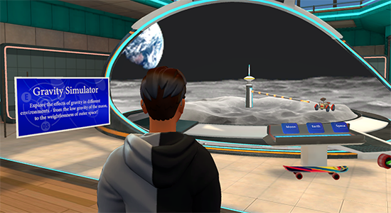 Ein Screenshot der Gravity Simulator-Ausstellung.