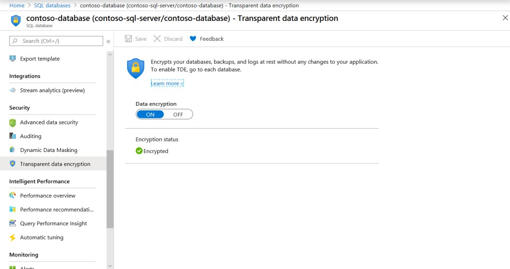 Sql Transparent Data Encyption-Einstellungen