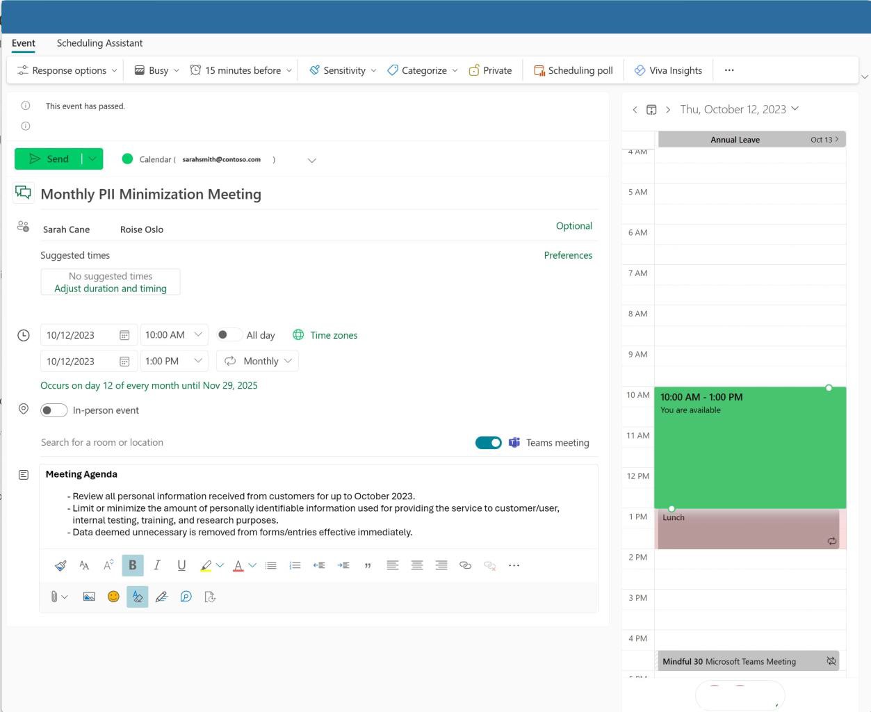 Outlook-Erinnerung für wiederkehrende Ereignisse.