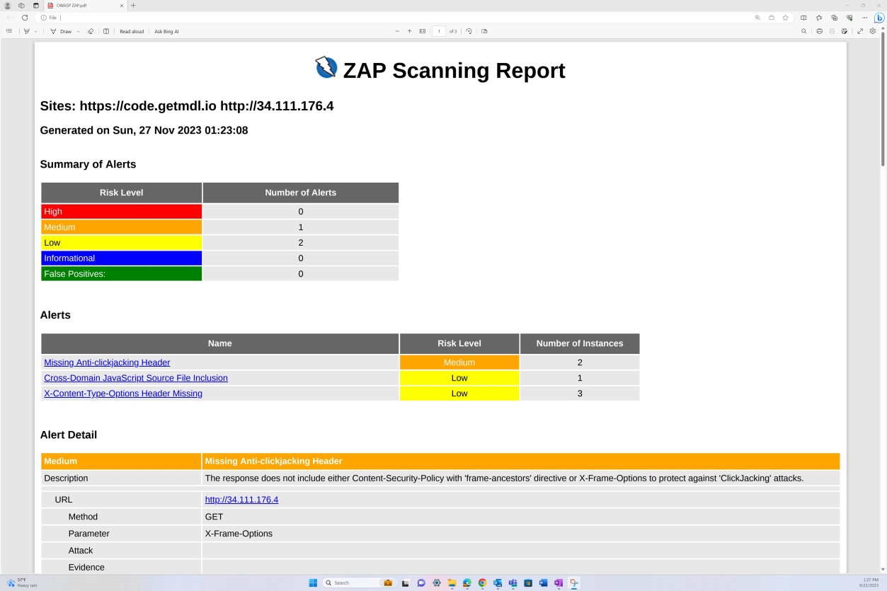 ZAP-Scanbericht.