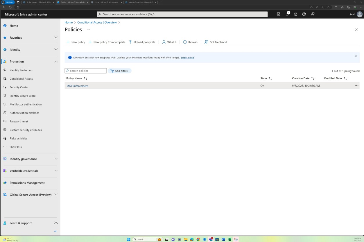 Microsoft Entra Admin Center-Richtlinienseite.