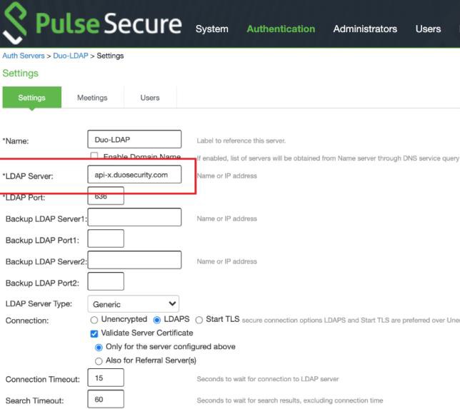 Einstellungsseite für PulseSecure-Anmelderichtlinien.