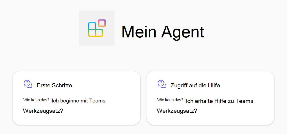 Screenshot: Konversationsstarter aus dem deklarativen Agent in Microsoft 365 Copilot