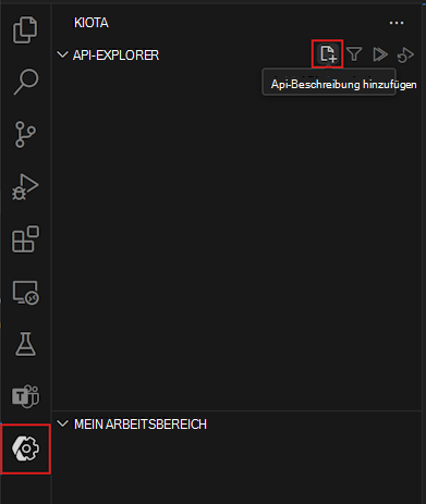 Screenshot des Kiota Visual Studio Code-Erweiterungsbereichs