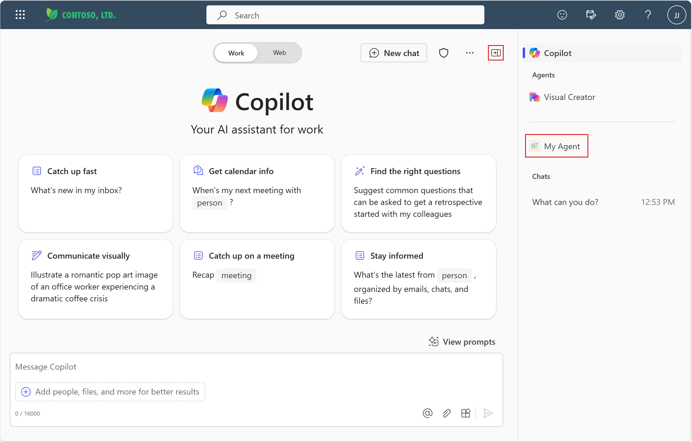 Screenshot des deklarativen Agents in Copilot