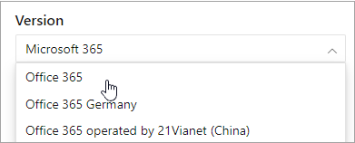 Microsoft 365-Versionsfilter.
