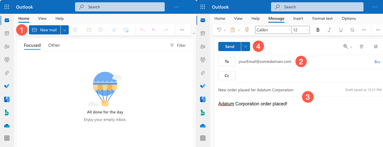 Hinzufügen einer E-Mail in Outlook