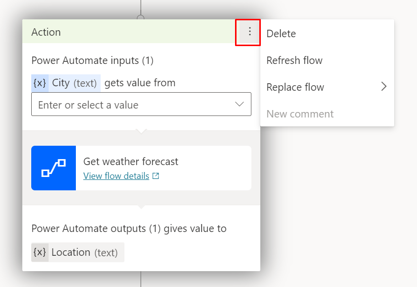 Screenshot der Flow-Optionen im Copilot Studio Authoring Canvas.