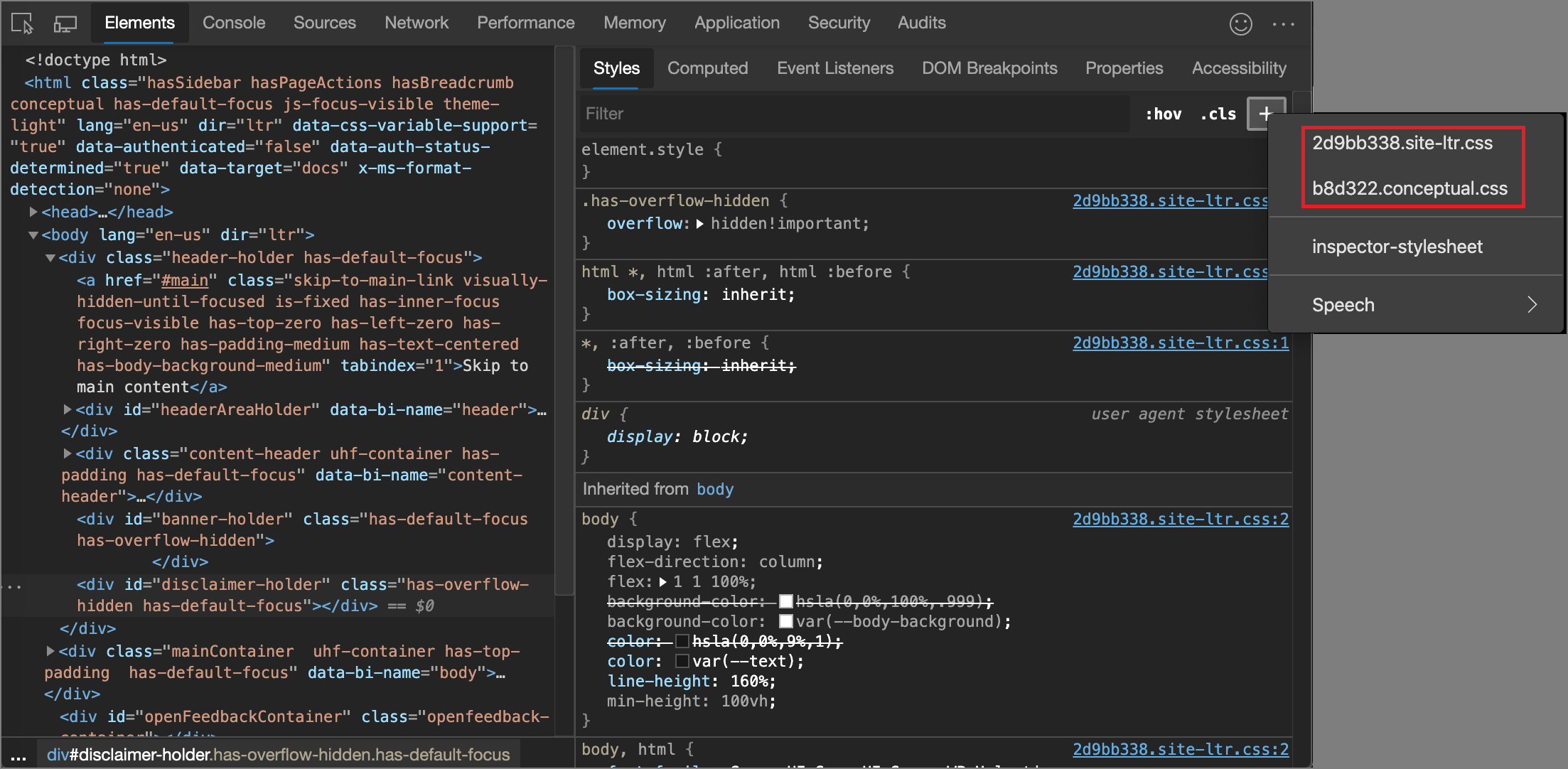 Auswählen eines Stylesheets