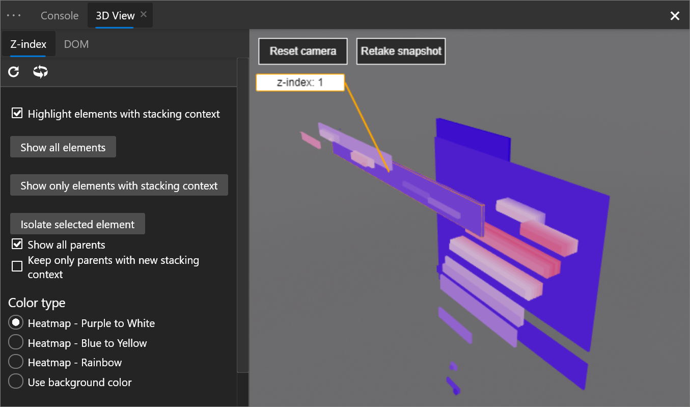 Die 3D-Ansicht in DevTools