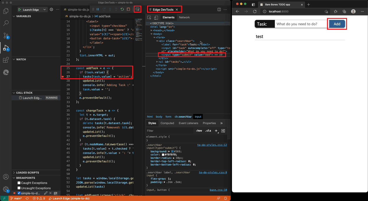 DevTools-Erweiterung in Visual Studio Code-Debuggerworkflow integriert