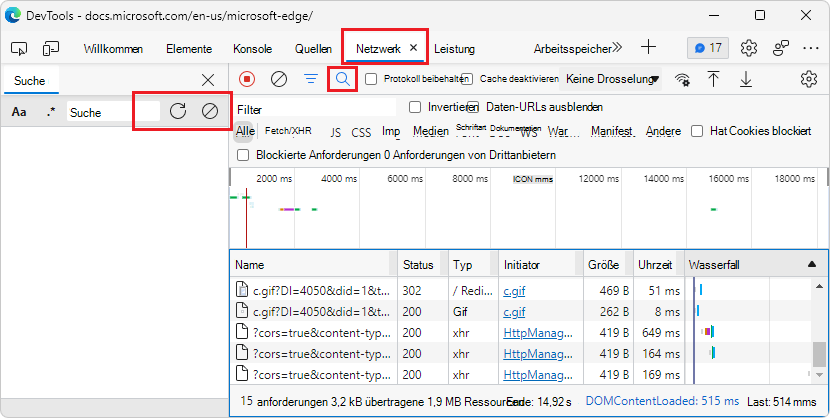 Im Netzwerktool ändert sich die Größe des Textfelds Suchen jetzt so, dass die Schaltflächen Aktualisieren und Löschen angezeigt werden, auch wenn der Bereich schmal ist.