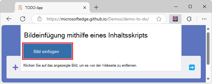 popup.html nach auswahl des Erweiterungssymbols angezeigt