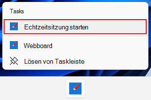 Eine Jumplist in der Webboard-App unter Windows